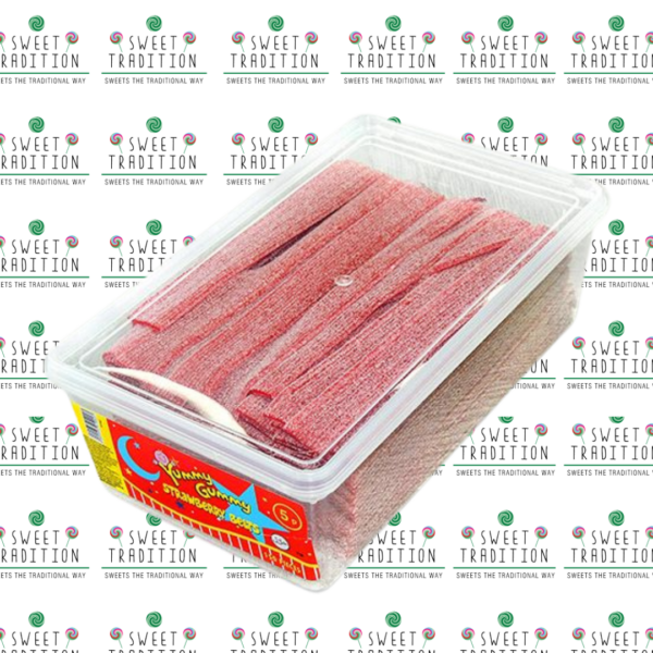 Yummy Gummy Strawberry Sour Belts Full Tub 1.2kg