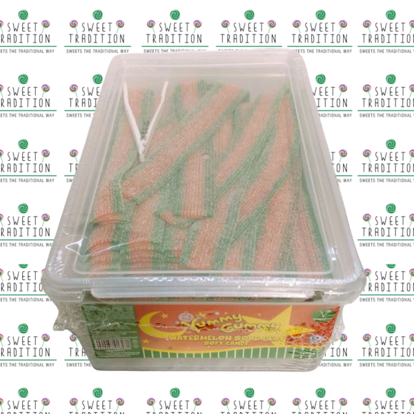 Yummy Gummy Watermelon Sour Belts Full Tub 1.2kg